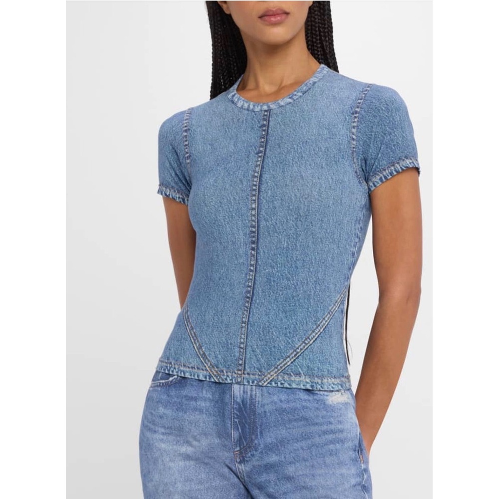 RAG & BONE Miramar Jersey Baby Tee Blue XS Casual Stretch Designer Streetwear